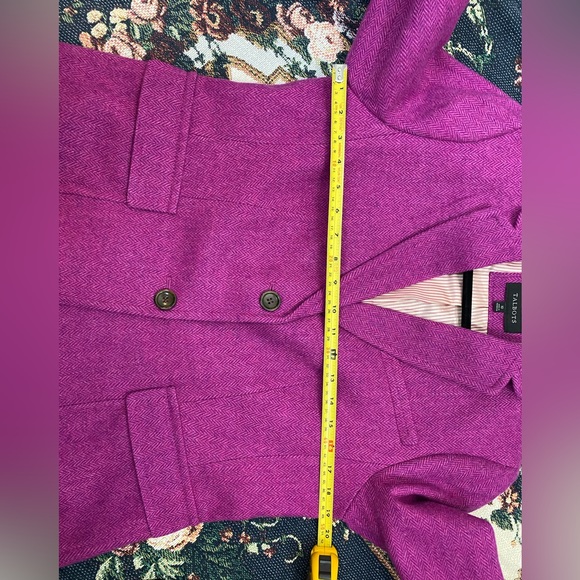 Talbots Wool Herringbone Magenta Pink Barbie Blazer Suit Jacket Womens 10 Office - Picture 5 of 14